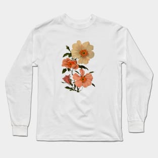 White and pink flower vector art design Long Sleeve T-Shirt